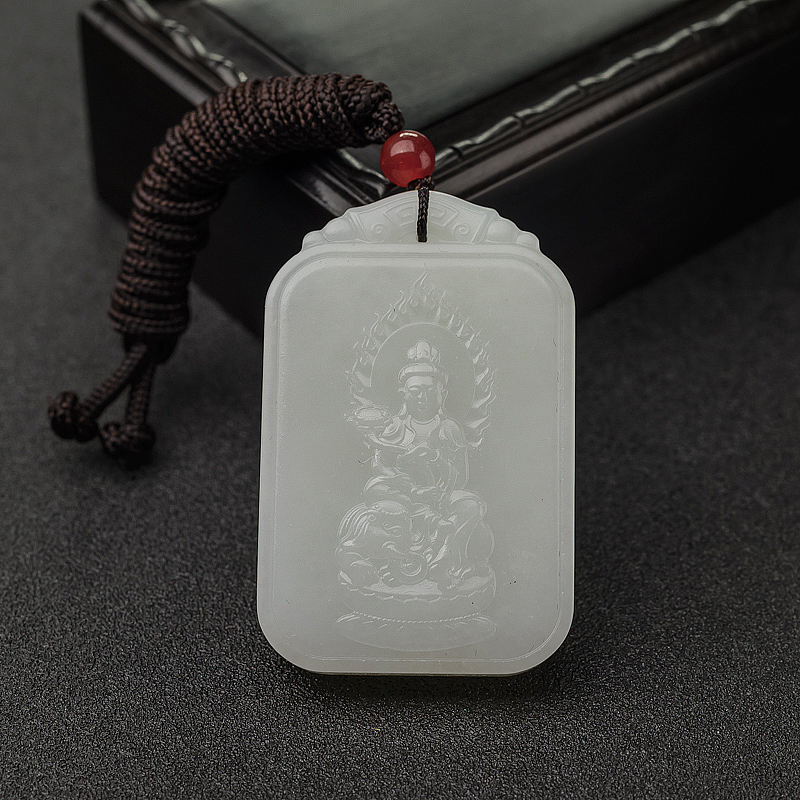 俄料白玉普贤菩萨吊坠-红掌柜