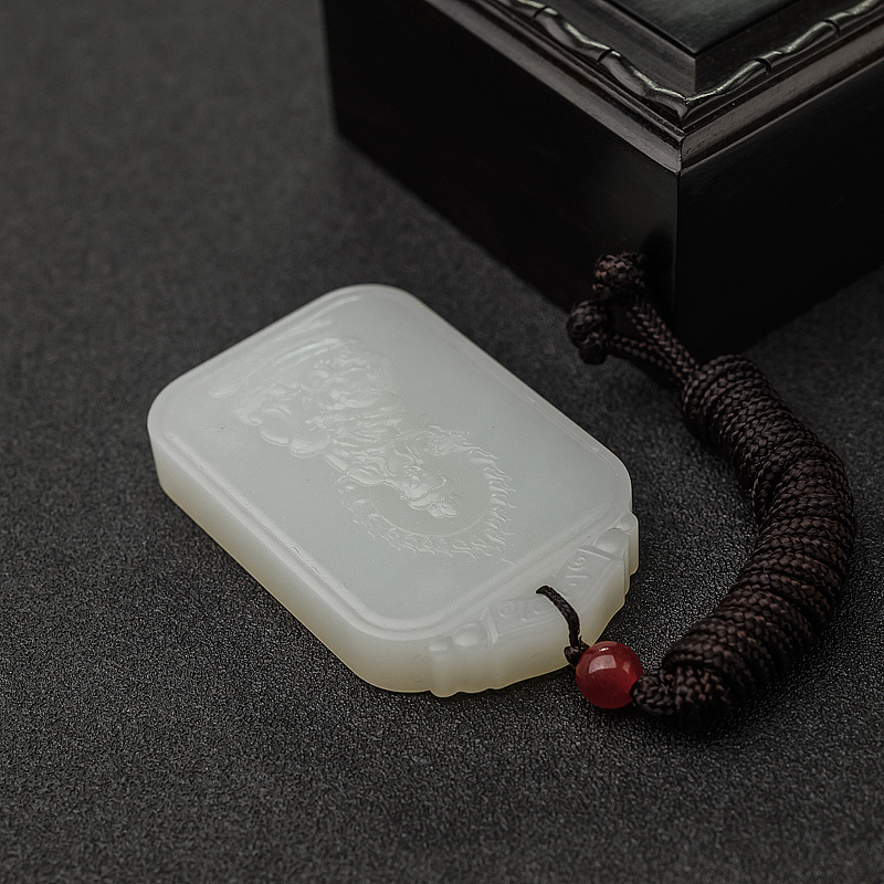 天然白玉普贤菩萨吊坠-红掌柜