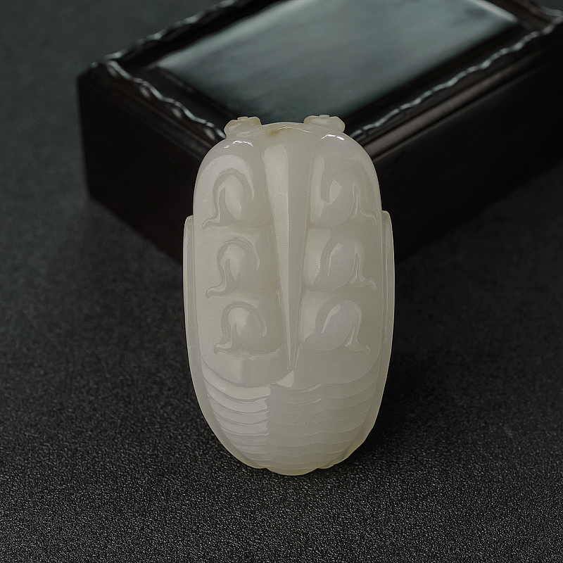 山料和田白玉知了吊坠-红掌柜