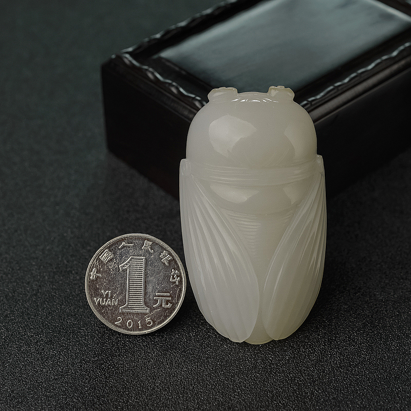 和田白玉知了吊坠-红掌柜