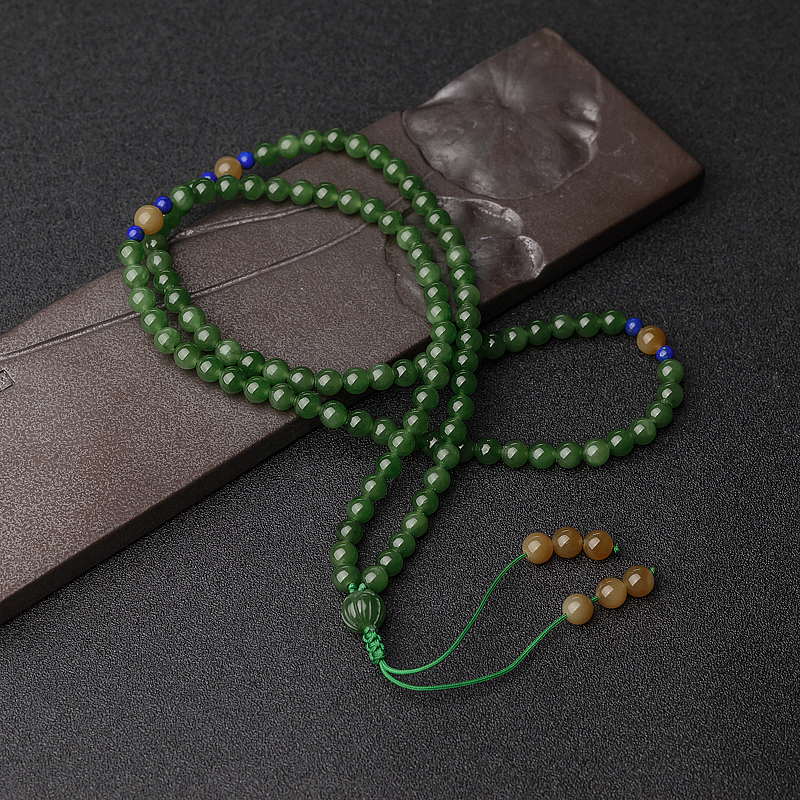 6mm山料和田碧玉佛珠-红掌柜