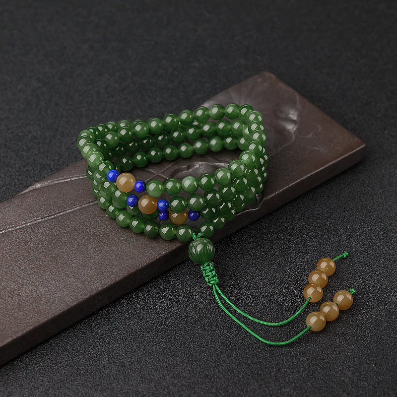 和田碧玉108佛珠-红掌柜