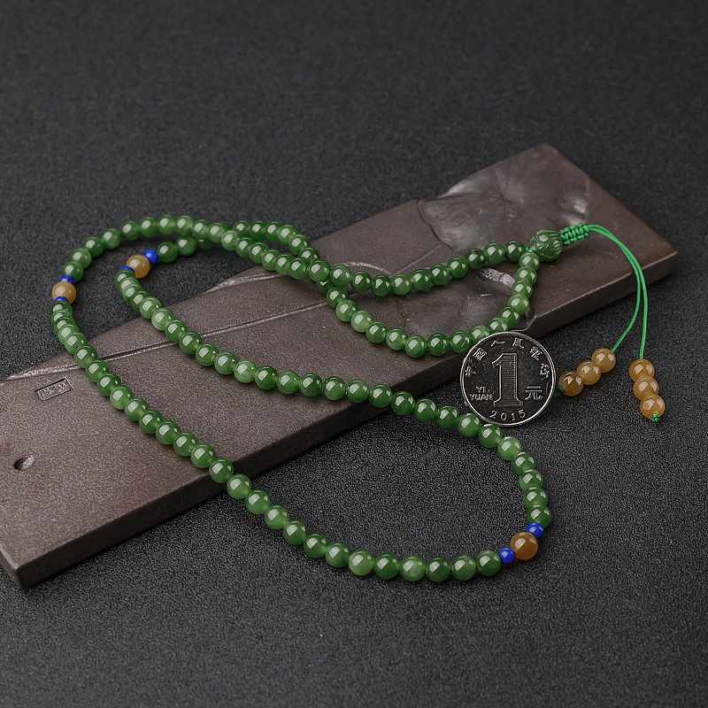 6mm山料和田碧玉佛珠-红掌柜