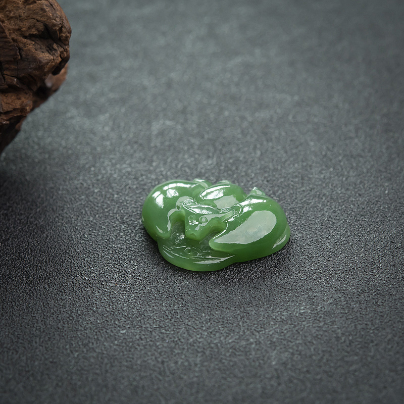 天然山料和田碧玉福在眼前吊坠-红掌柜