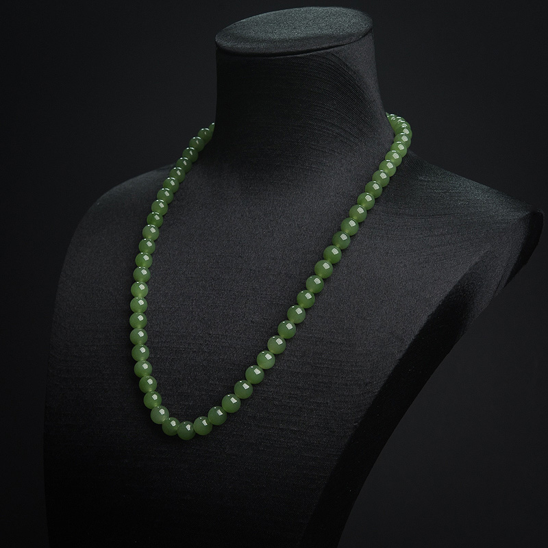 天然7mm山料和田碧玉项链-红掌柜