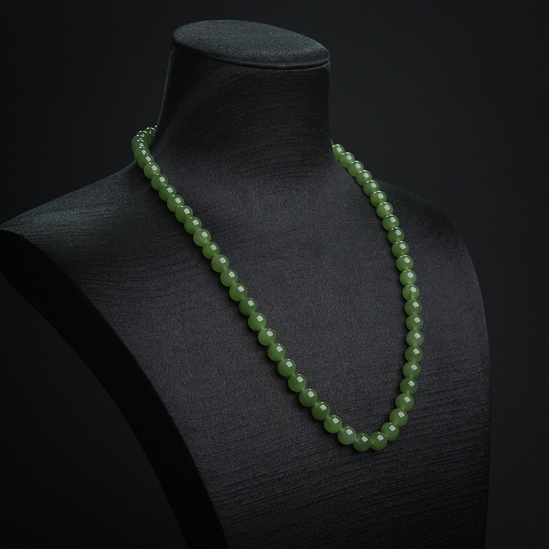 俄罗斯7mm山料和田碧玉项链-红掌柜