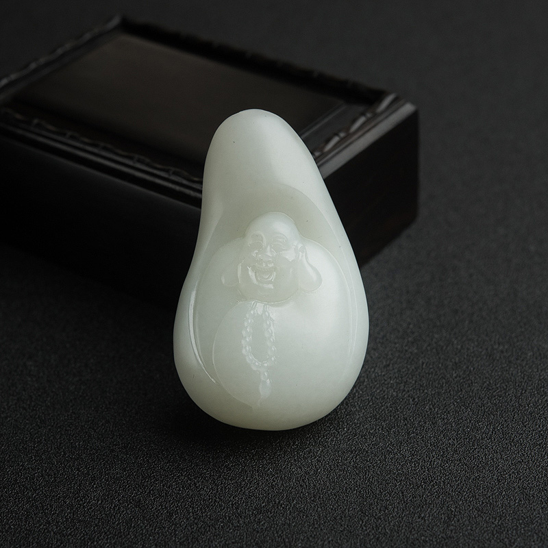 山料天然和田白玉佛吊坠-红掌柜