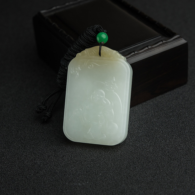 山料俏色和田玉福在眼前吊坠-红掌柜