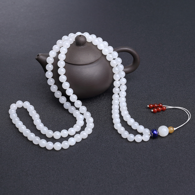 山料和田白玉108佛珠-红掌柜