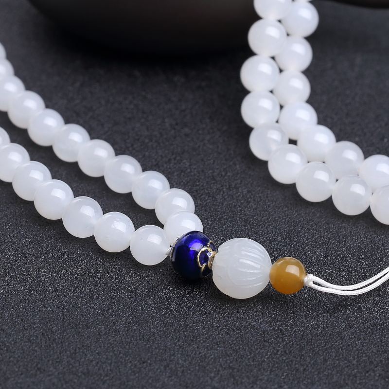 天然和田白玉108佛珠-红掌柜