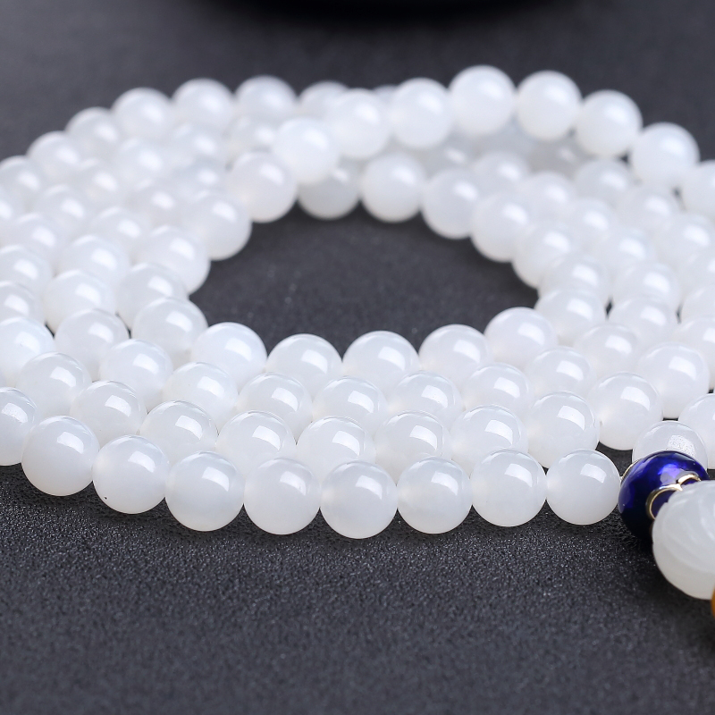 8mm山料和田玉108佛珠-红掌柜