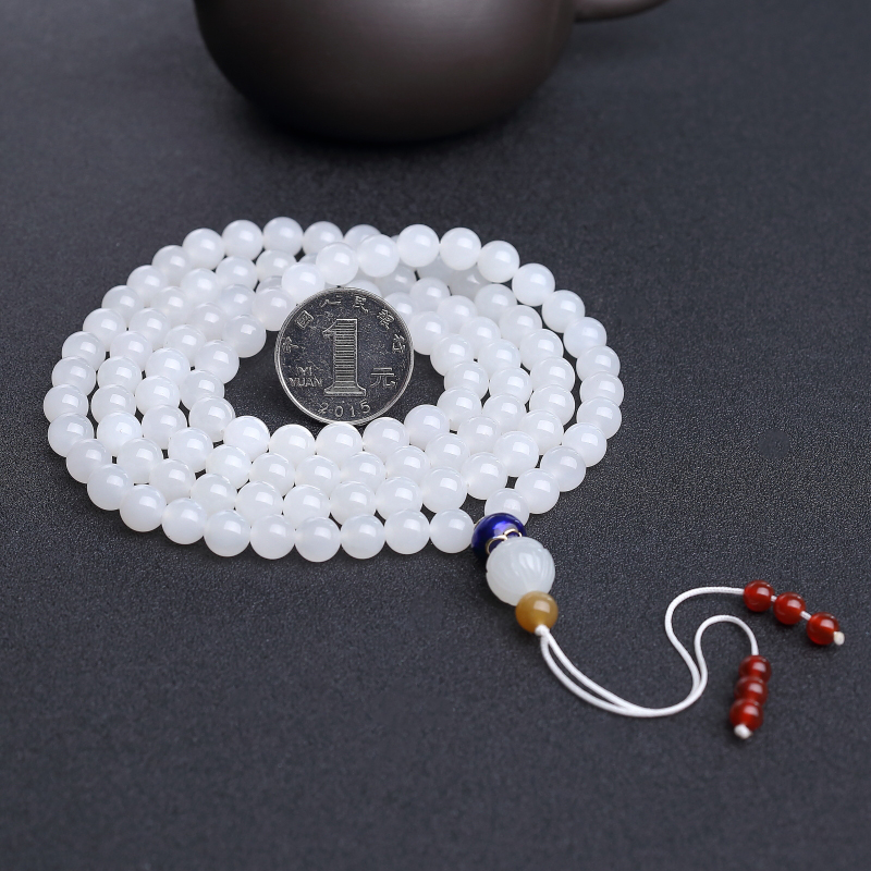 俄罗斯和田白玉108佛珠-红掌柜
