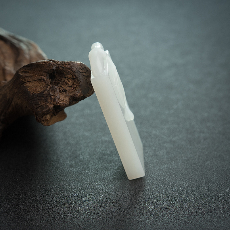 山料和田玉竹节无事牌吊坠-红掌柜