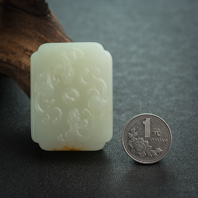 俄罗斯天然和田玉貔貅皮带扣-红掌柜