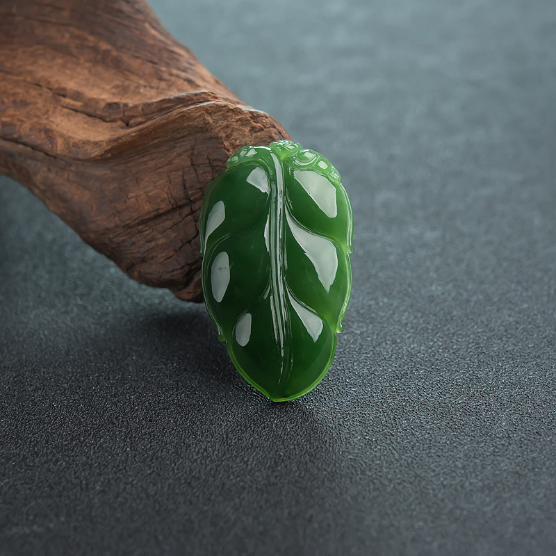 山料和田碧玉叶子吊坠-红掌柜