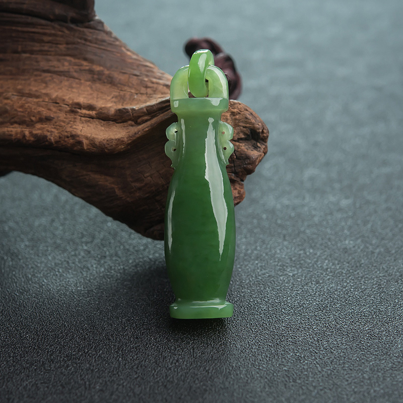 山料和田碧玉平安瓶吊坠-红掌柜