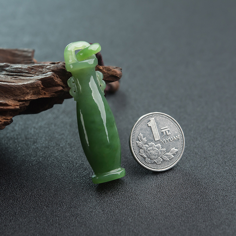 天然和田碧玉平安瓶吊坠-红掌柜