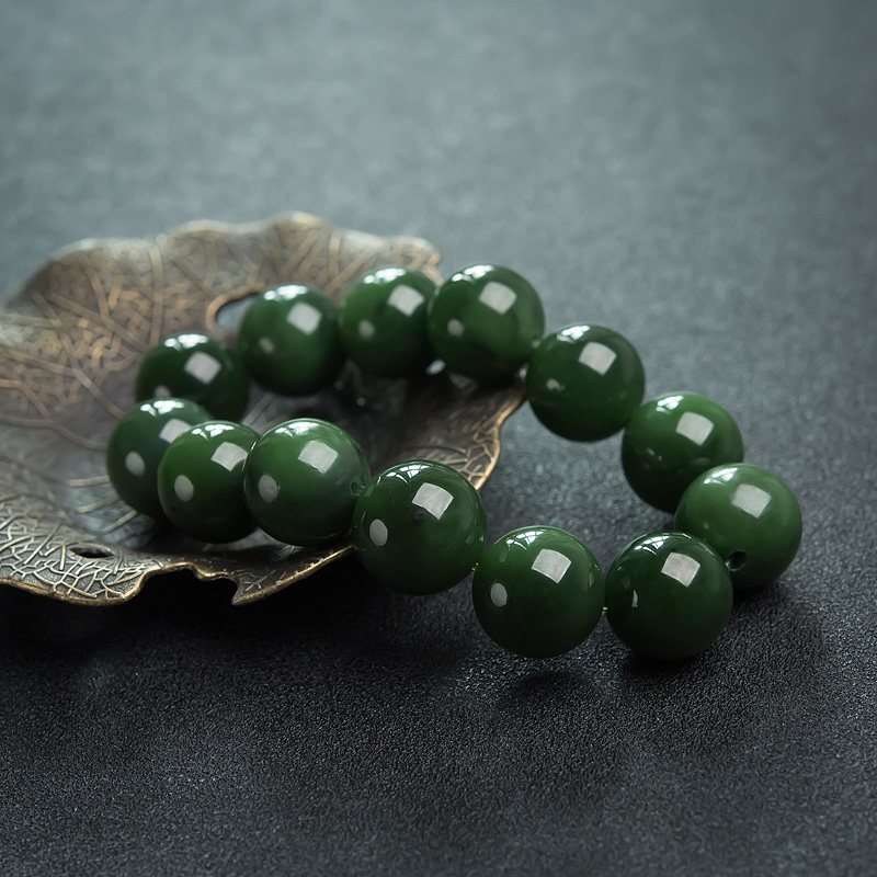 天然和田碧玉单圈手串-红掌柜