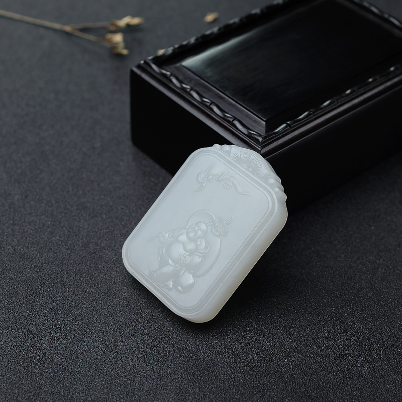 和田白玉福在眼前吊坠-红掌柜