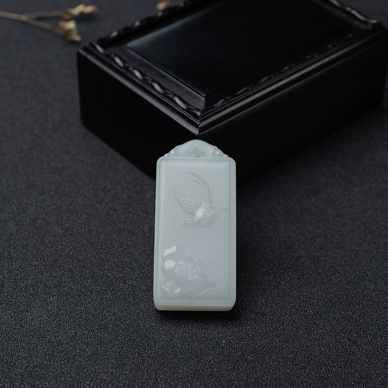 山料和田白玉喜事连连吊坠-红掌柜