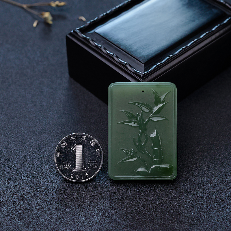 天然和田碧玉竹节吊坠-红掌柜