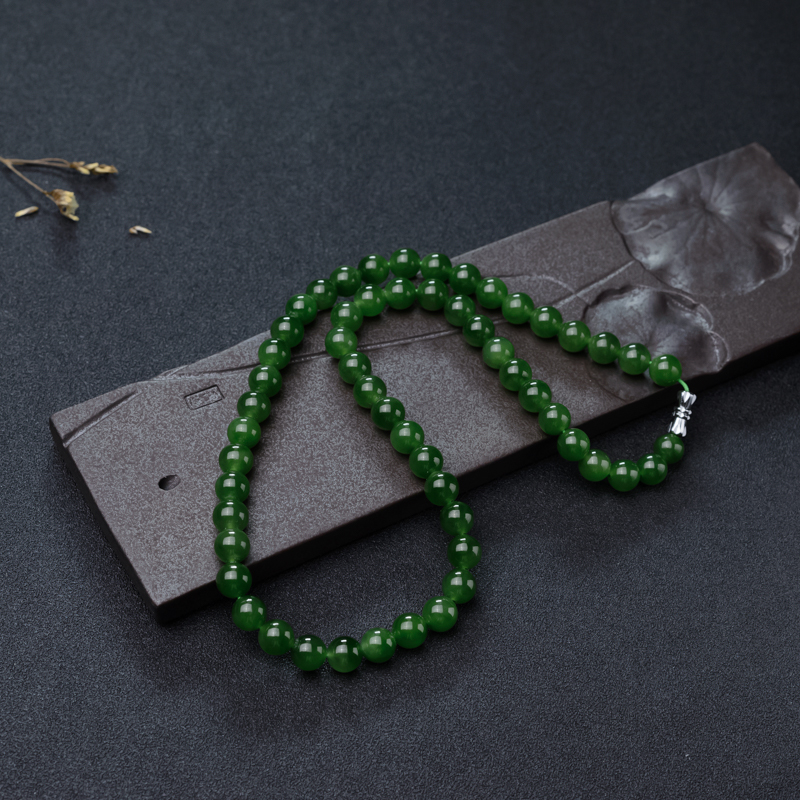 8mm山料和田碧玉项链-红掌柜