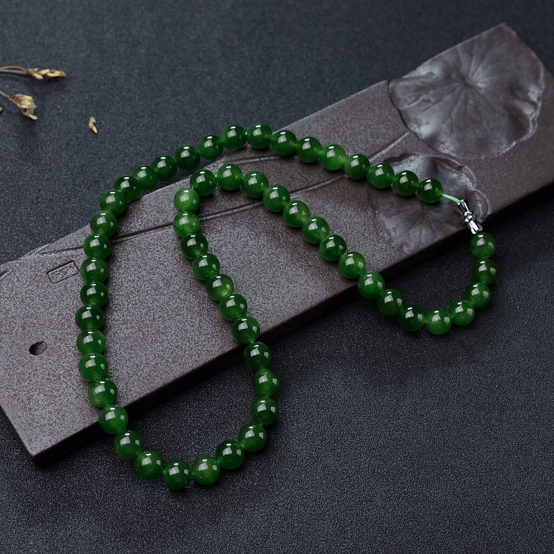 8mm山料和田碧玉项链-红掌柜