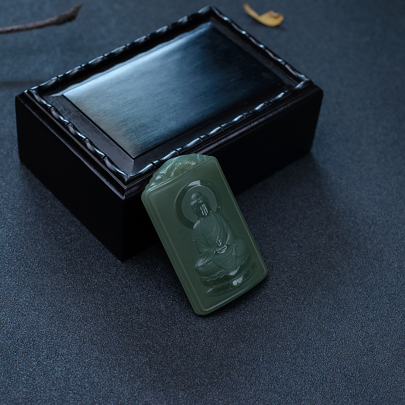 山料和田玉阿弥陀佛吊坠-红掌柜