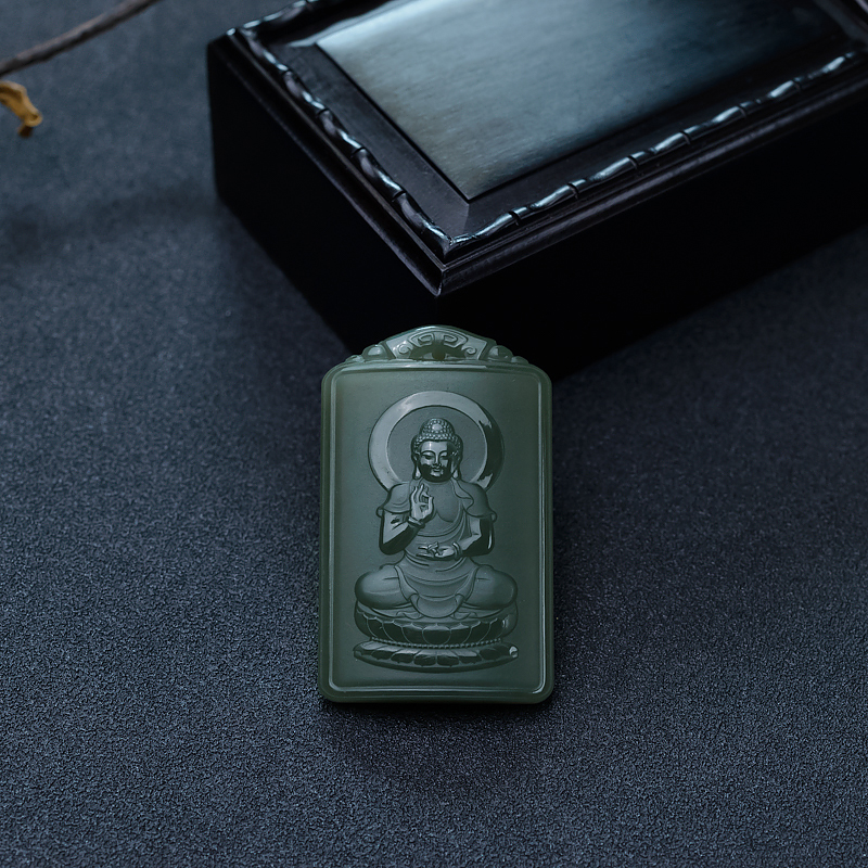 山料和田碧玉大日如来吊坠-红掌柜