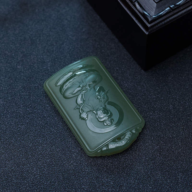 天然和田碧玉大势至菩萨-红掌柜