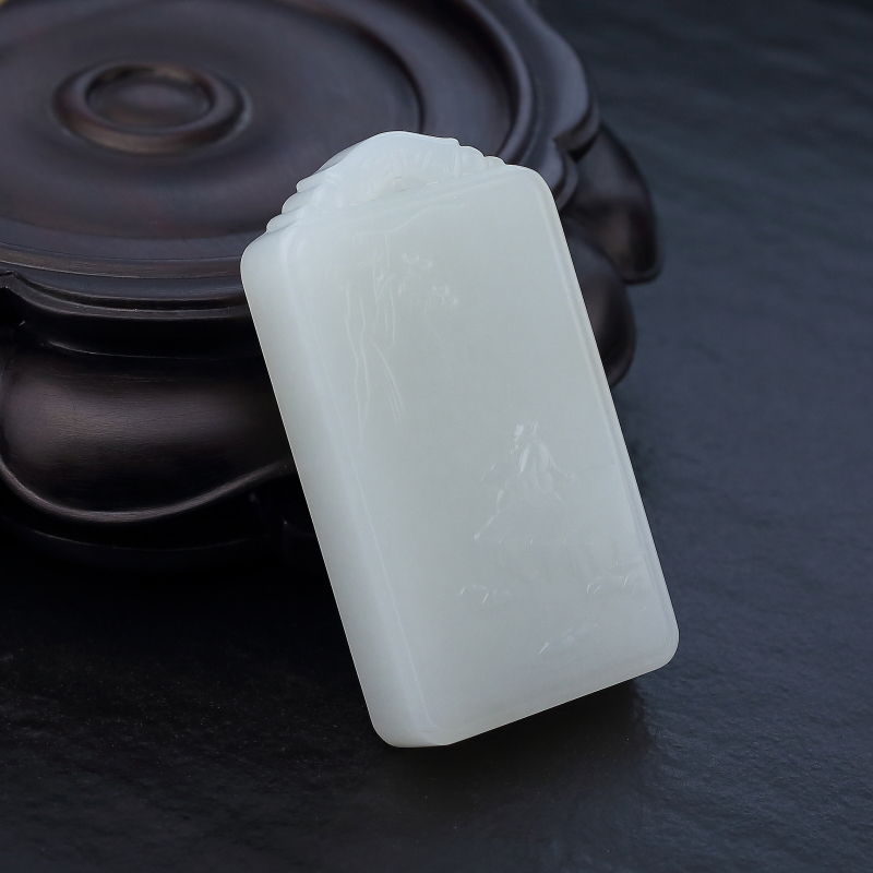 天然和田白玉山水意境吊坠-红掌柜