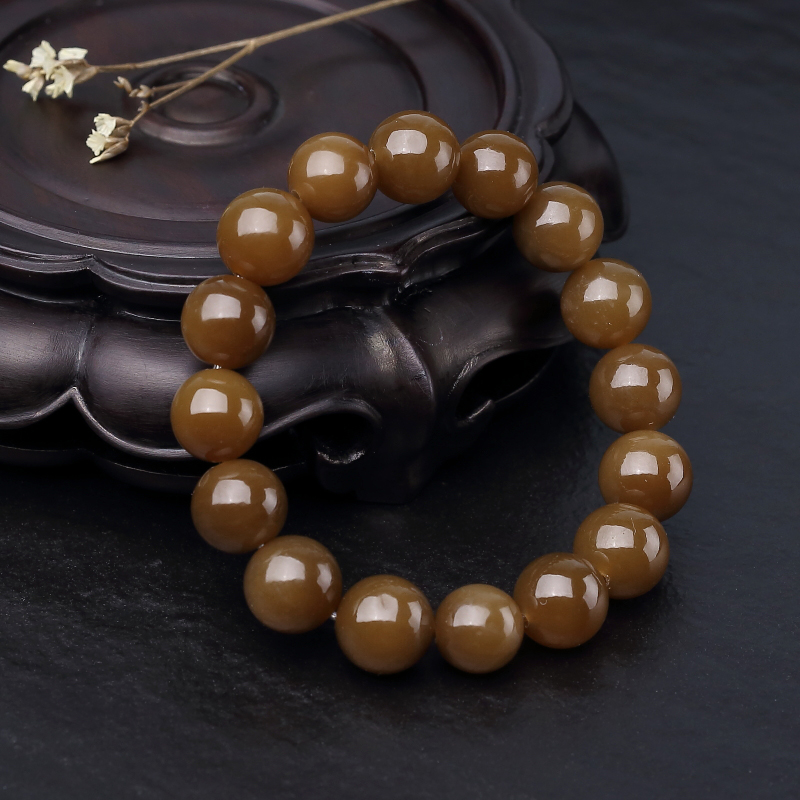 俄料山料和田糖玉单圈手串-红掌柜