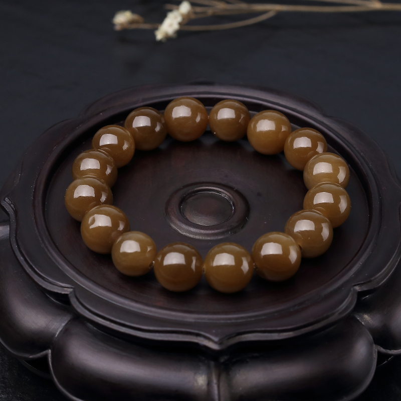 俄料天然和田糖玉单圈手串-红掌柜