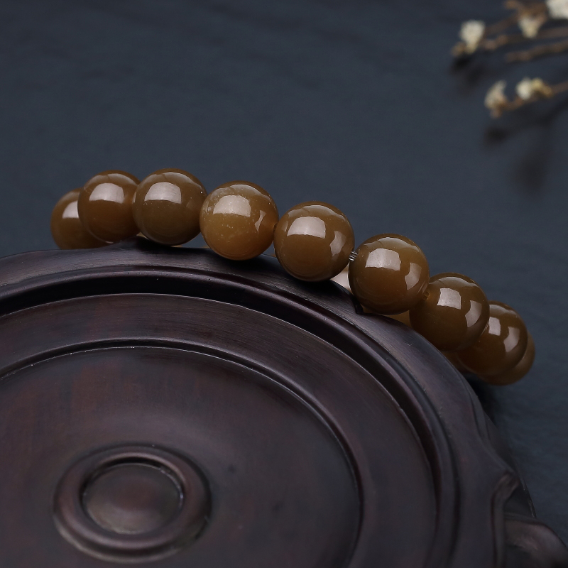 俄料天然山料和田糖玉手串-红掌柜