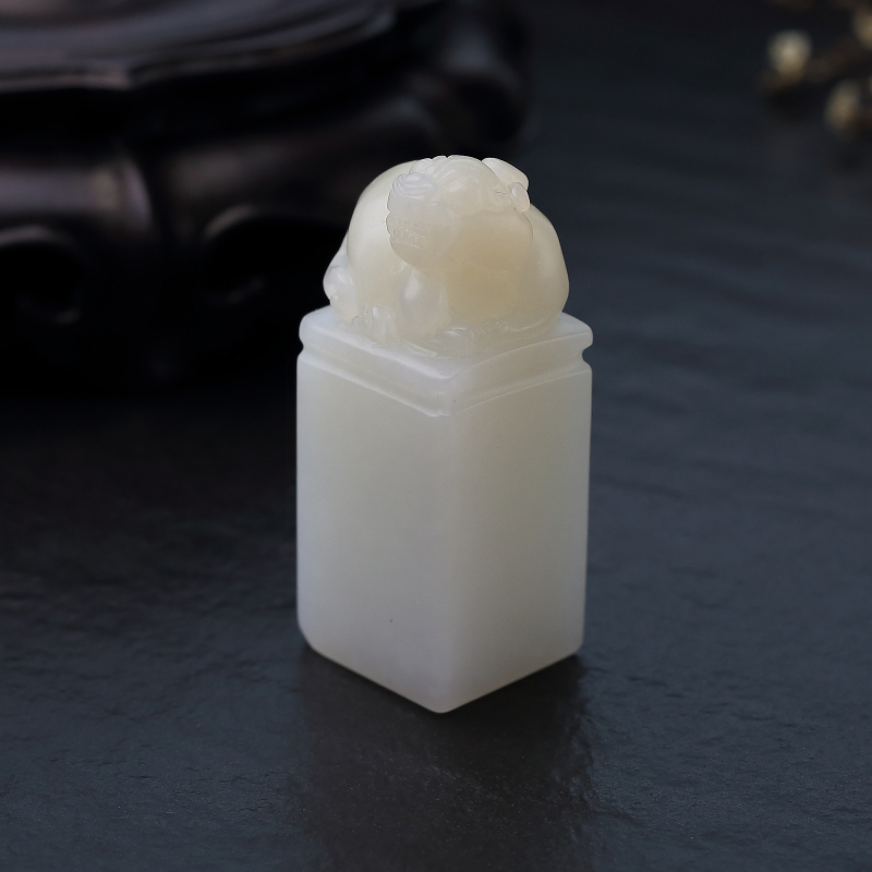 俄料天然山料和田白玉貔貅印章-红掌柜