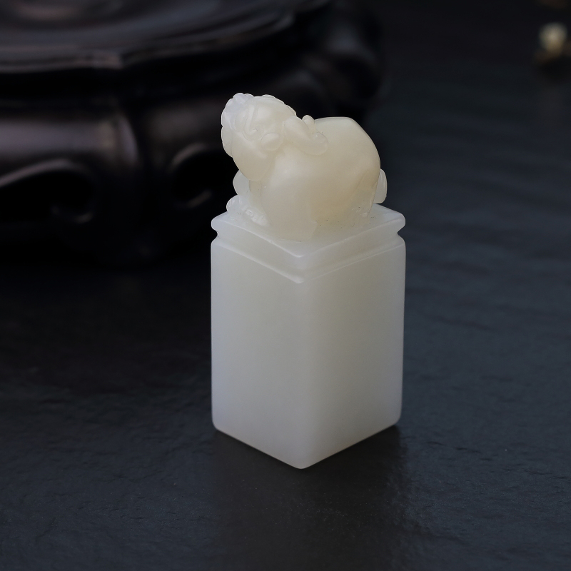 俄料山料和田白玉貔貅印章-红掌柜