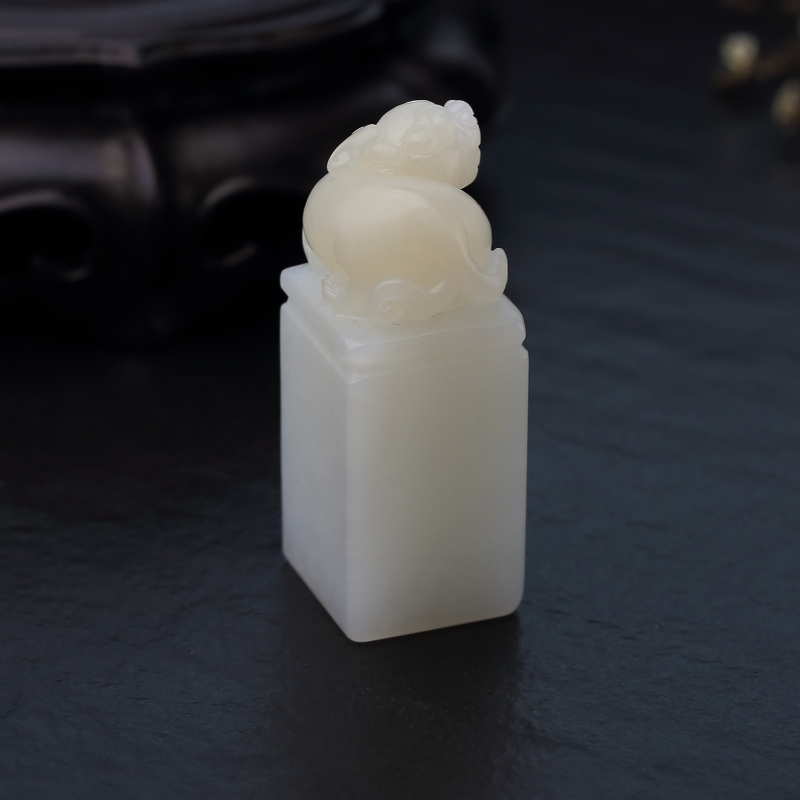 俄料天然和田白玉貔貅印章-红掌柜