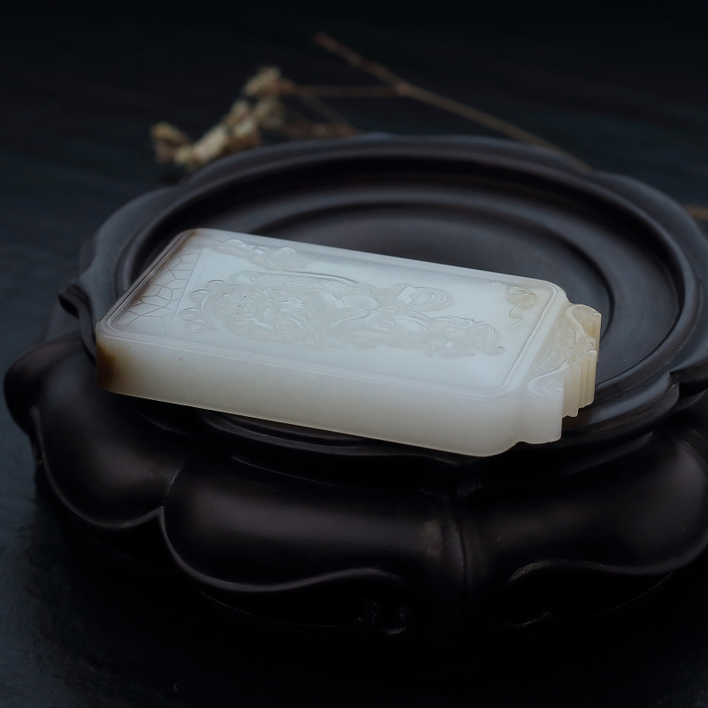 俏色和田玉普贤菩萨吊坠-红掌柜