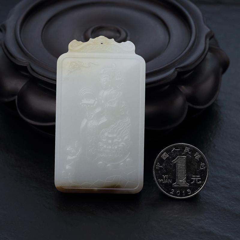 和田玉普贤菩萨吊坠-红掌柜