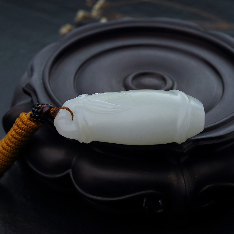 俄料天然山料和田玉竹节吊坠-红掌柜