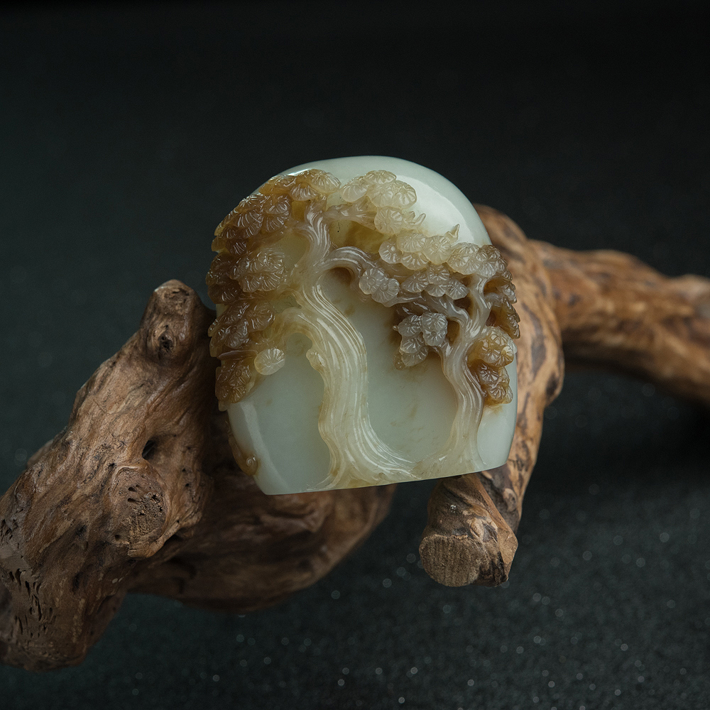 和田玉弥勒佛手把件-红掌柜