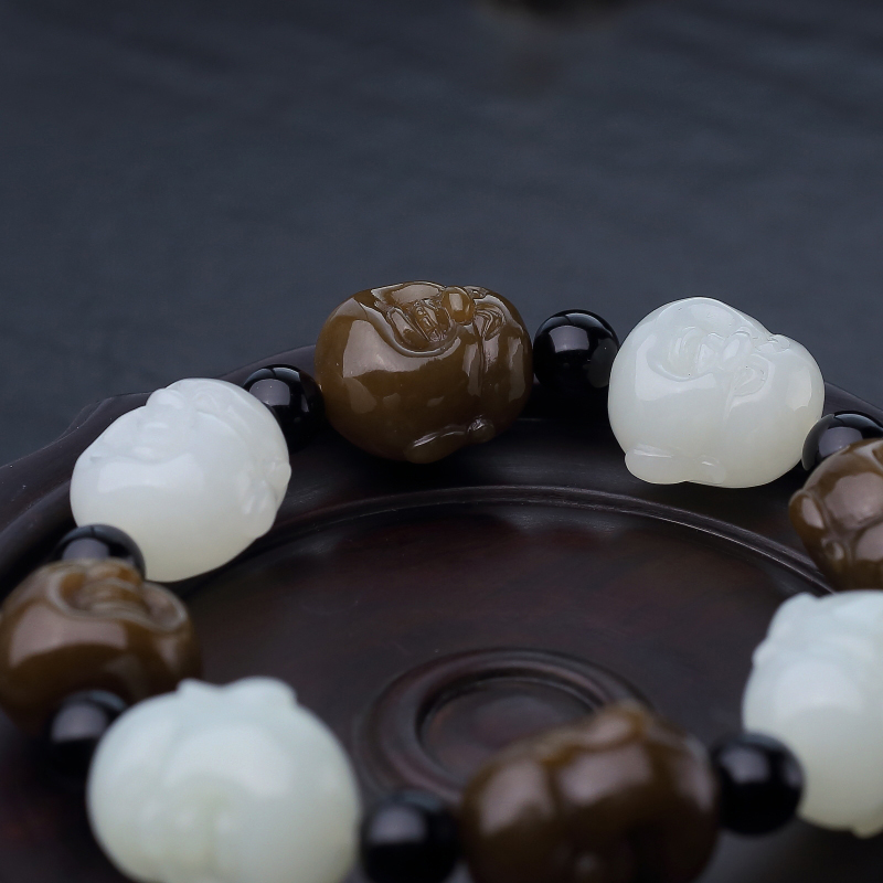 和田玉罗汉头单圈手串-红掌柜