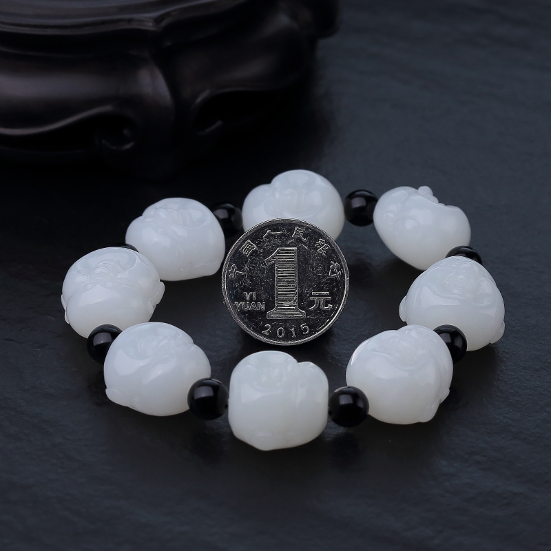 和田白玉罗汉头手串-红掌柜