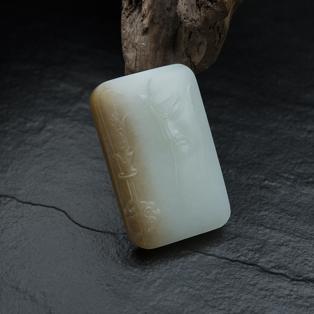 俄罗斯和田玉关公吊坠-红掌柜