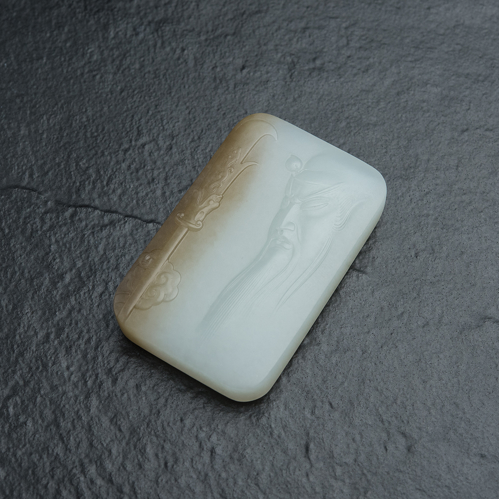 和田玉关公挂坠-红掌柜