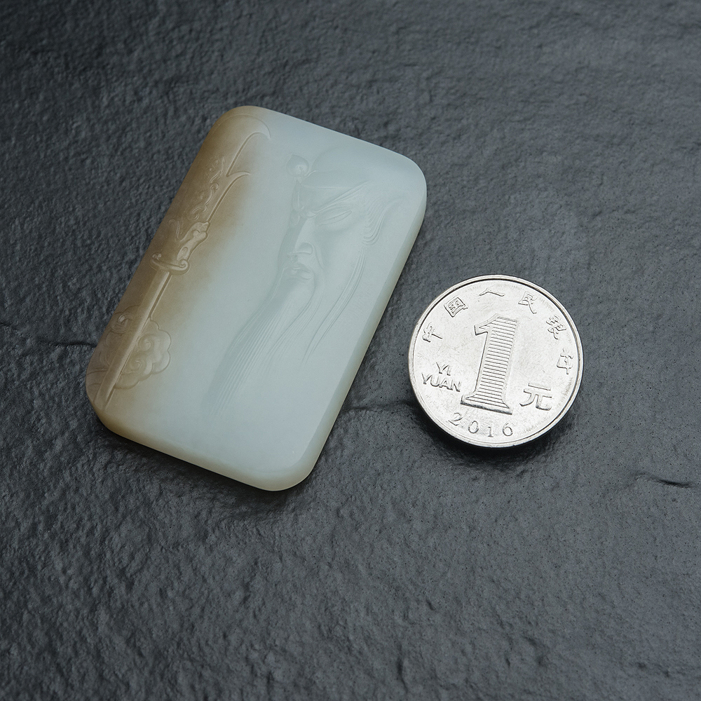 天然和田玉关公吊坠-红掌柜