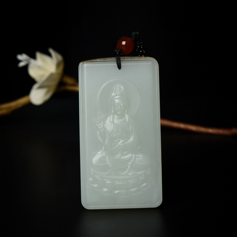 山料和田白玉观音吊坠-红掌柜