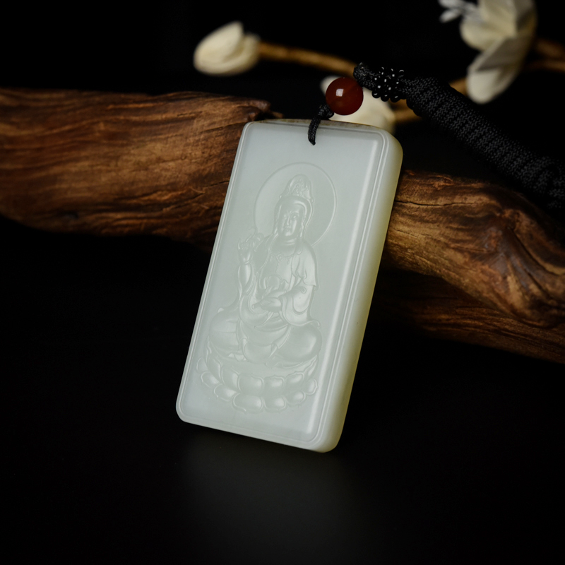 天然和田白玉观音吊坠-红掌柜