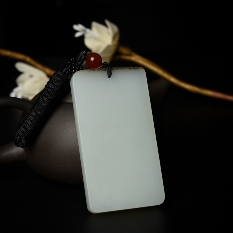 俄罗斯山料和田白玉观音吊坠-红掌柜