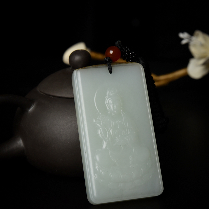 山料和田玉观音吊坠-红掌柜